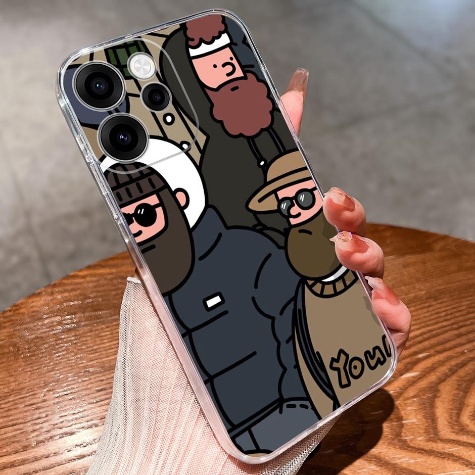 Чехол для OPPO Reno15Pro Reno15F Милая свинка Динозавр Минималистичный Прочный Прозрачный корпус для OPPO Reno15 F Reno 15 Pro Coque