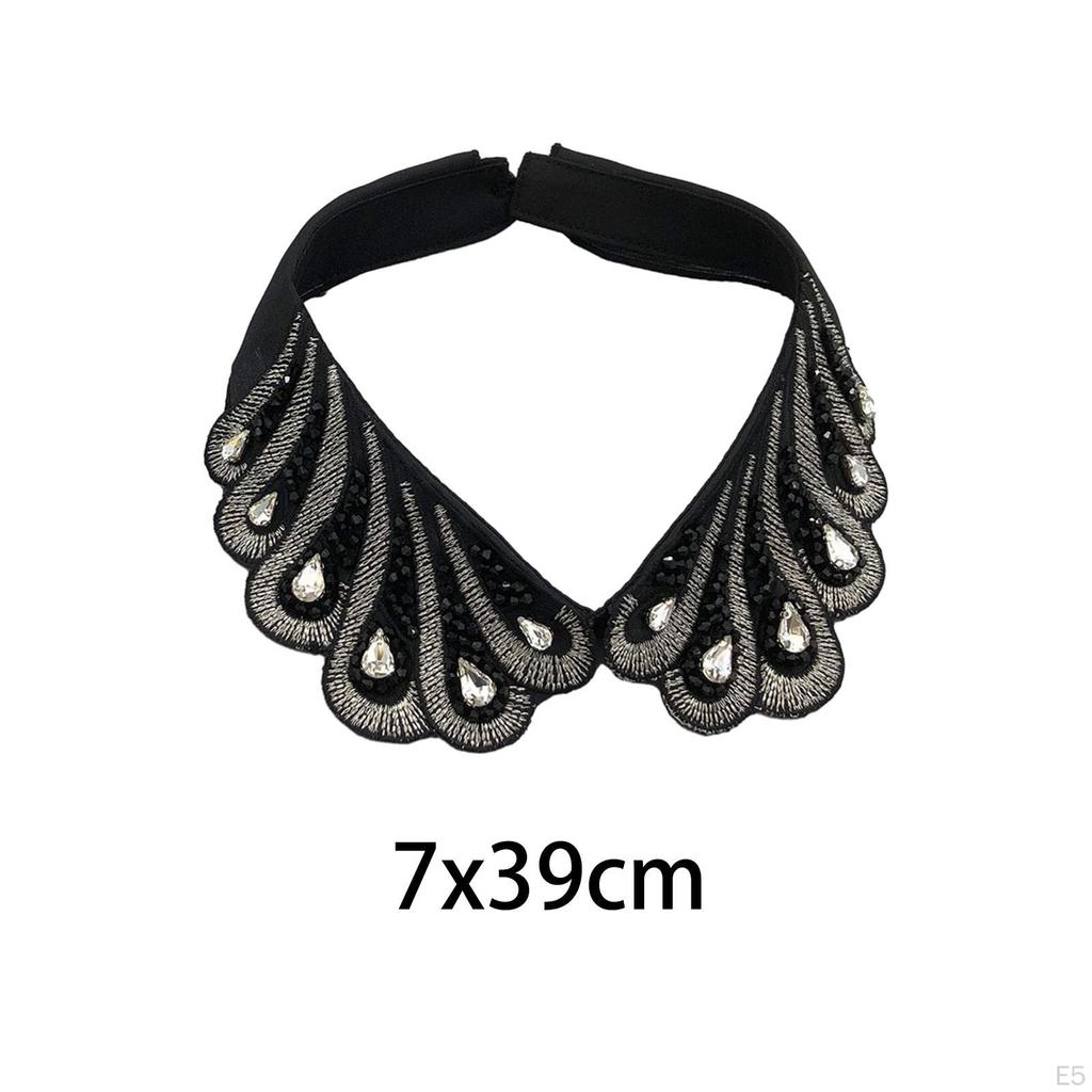 Кружевная рубашка с ручным бисером, колье с лацканами, повседневная сетчатая съемная блузка для платьев, тематическая