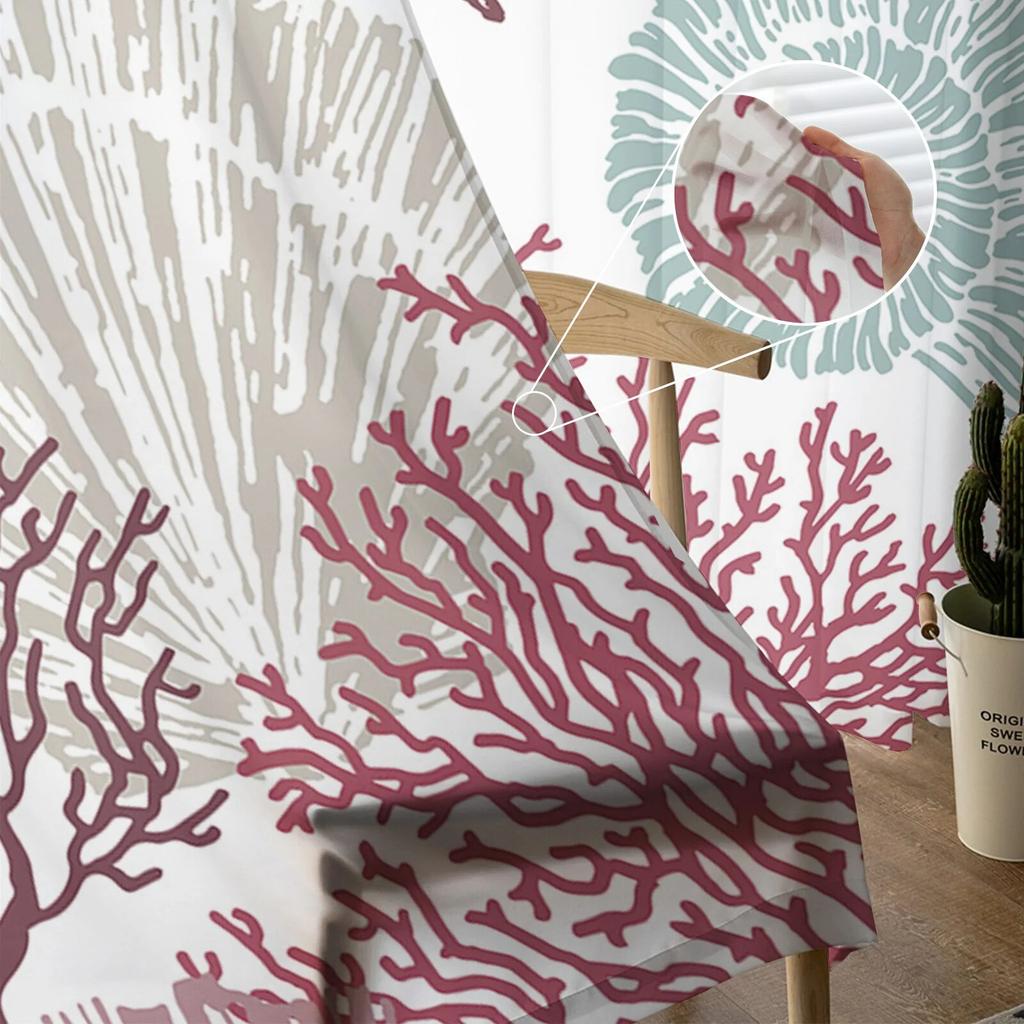 Океан коралловые ракушки морская звезда прозрачные шторы для гостиной кухни оконные шторы спальня тюль вуаль шторы