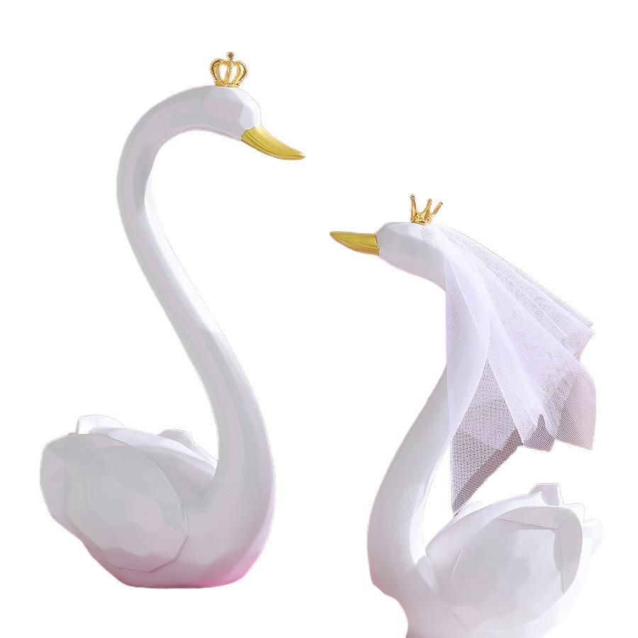 Swan Figurine Pair Wedding Favors, Room Decor & Gifts for Newlyweds or Best Friend Bride