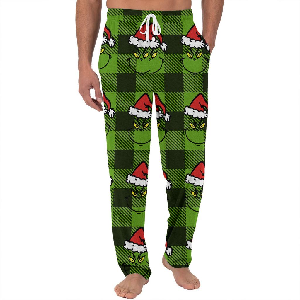 Men's Knitted Fashionable Printed Pocket Casual Pants Pajama Pants