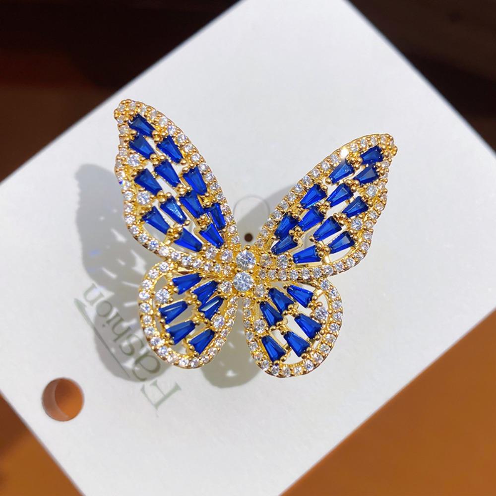 Forest Style Dreamlike Butterfly Ring Shiny Opening Ring Butterfly Engagement Rings Women Men