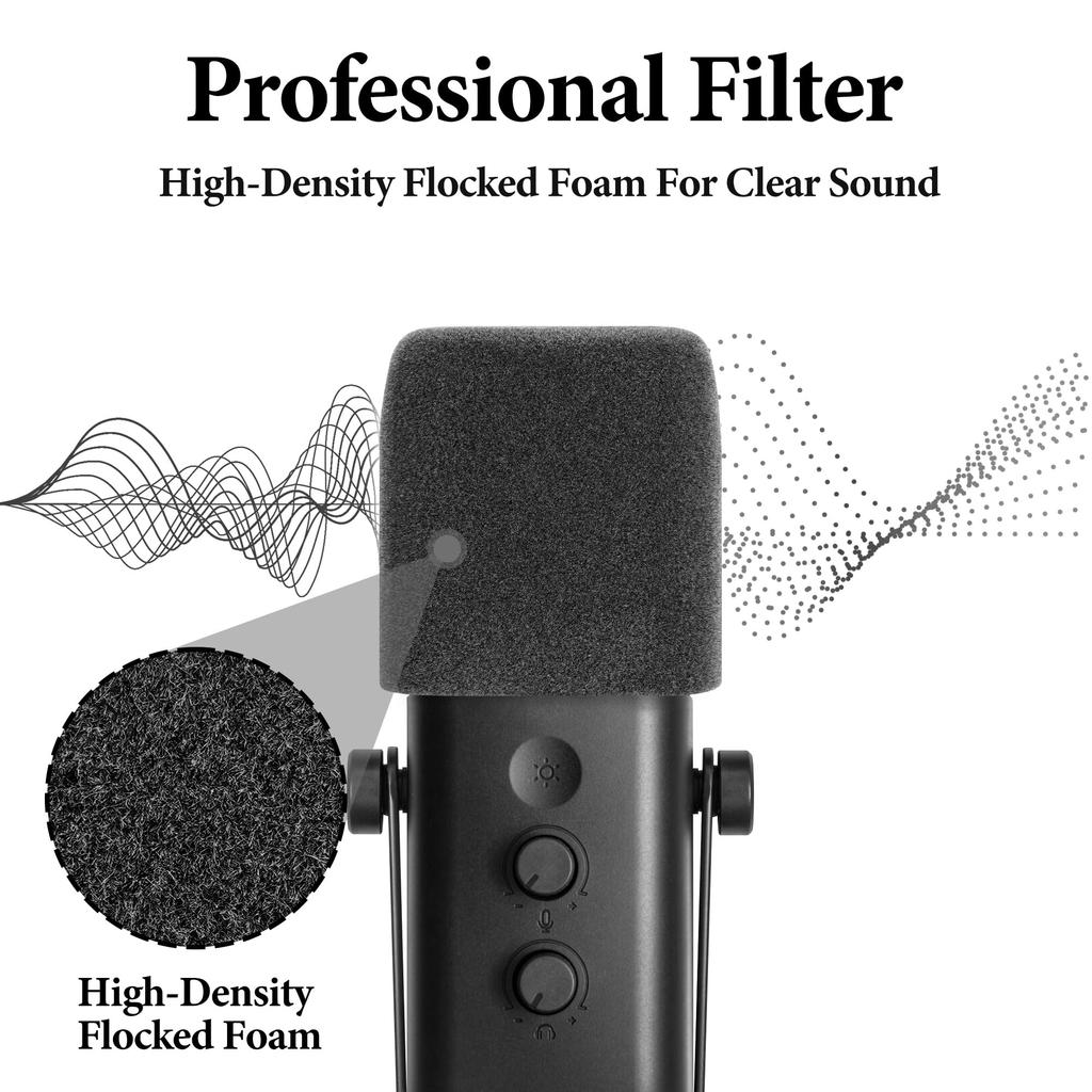 GEEKRIA Creator Microphone Wind Screen FIFINE AmpliGame AM8 Pop Filter Microphone Cover Microphone Windshield Foam Filter Grey 2 Pack