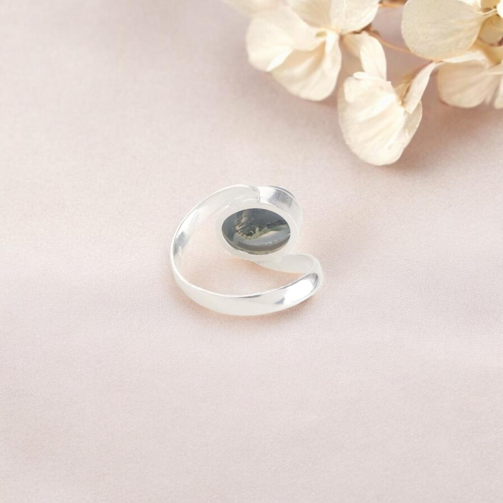 Green Moss Agate Gemstone Ring 925 Stamped Silver Jewelry Partywear Ring For Her RR-53-32