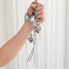 Hand-Woven Heart-shaped Mobile Pendant Nylon Rope Single Button Tassel Keychain  Birthday Parties