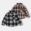 Детская клетчатая рубашка для мальчиков 2-8 лет, с лацканами, длинным рукавом и застежкой на пуговицы