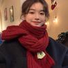 Korean Style Women's Mohair Solid Color Warm Scarf - Soft, Cozy Knit for Students