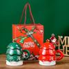 Creative Christmas Gift Ceramic Cup with Lid Spoon Drinking Water Cup High-end Feel Gift Large Capacity Christmas Tree Mug