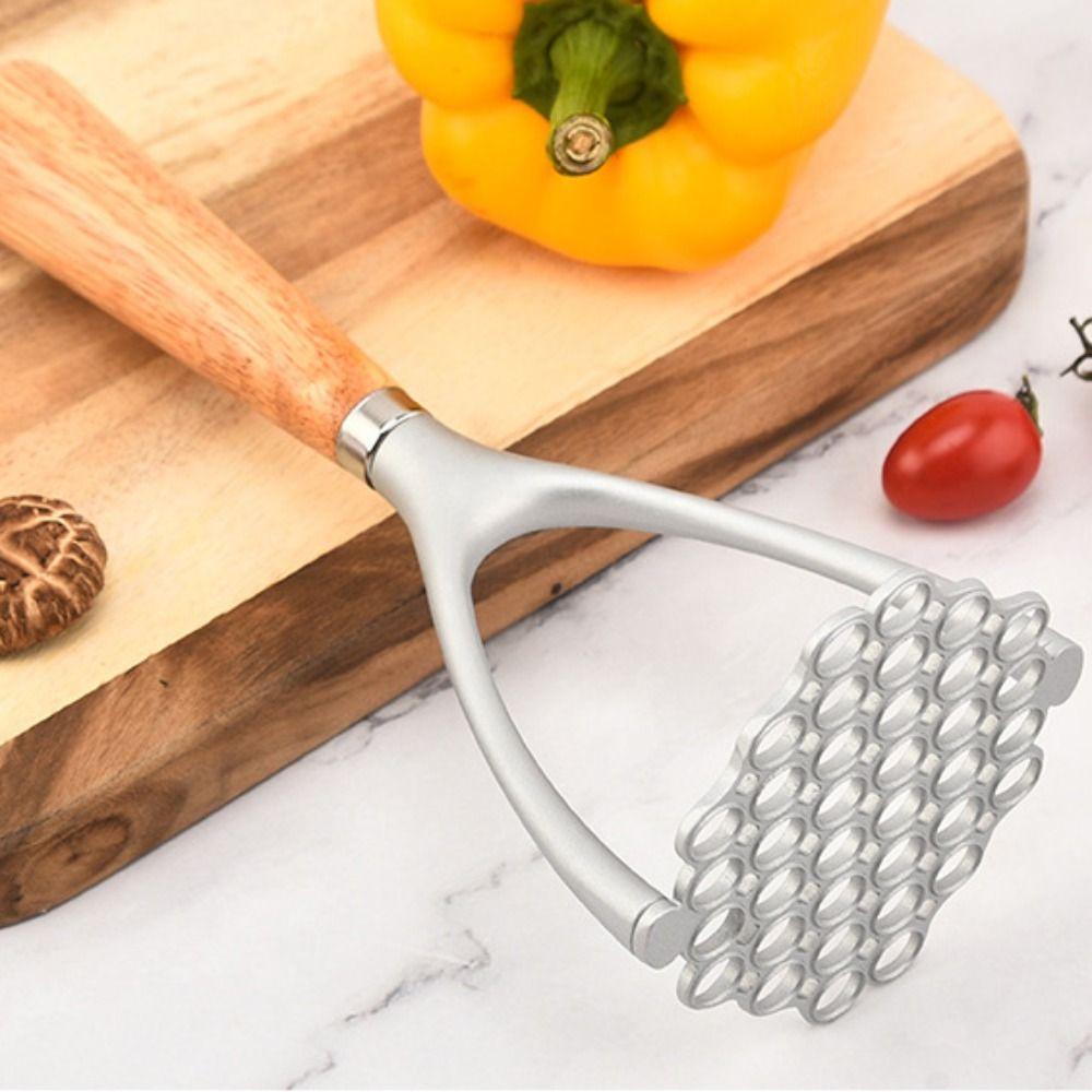 Wooden Handle Potato Masher Manual Garlic Press Household Vegetable Smasher Meat