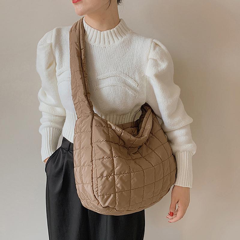 Зимняя космическая хлопковая сумка на плечо, женская большая вместительная сумка для пельменей, модная мягкая сумка через плечо, роскошная женская сумка-тоут