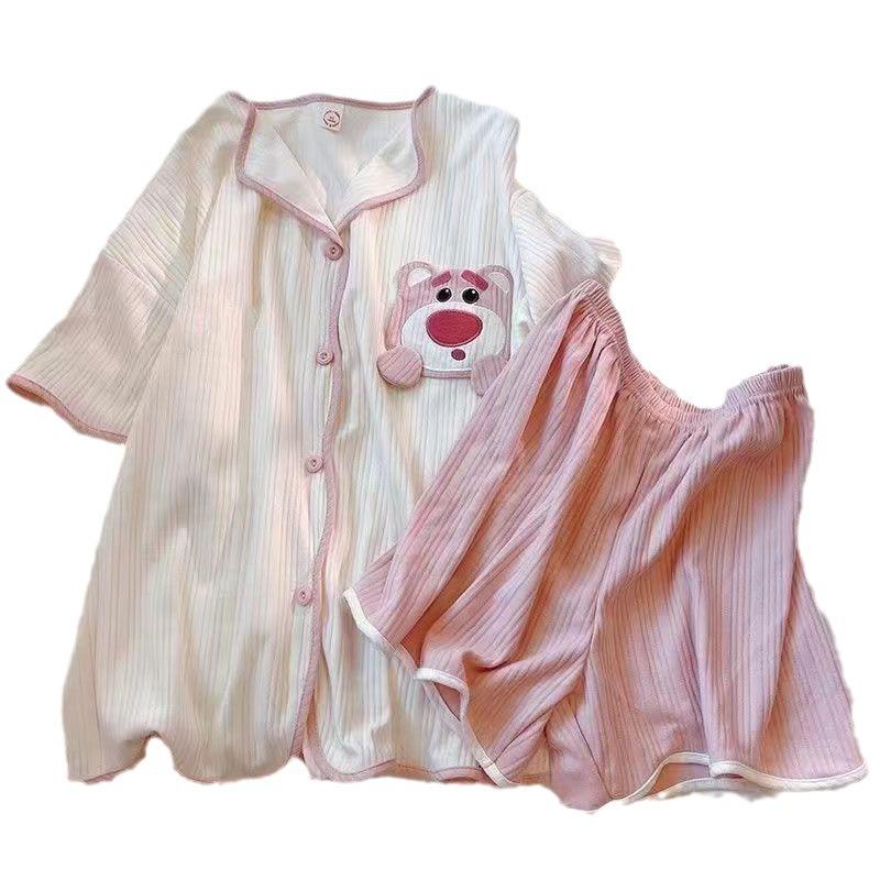 Милая пижама для женщин на лето 2024 года Новая мультяшная летняя с коротким рукавом