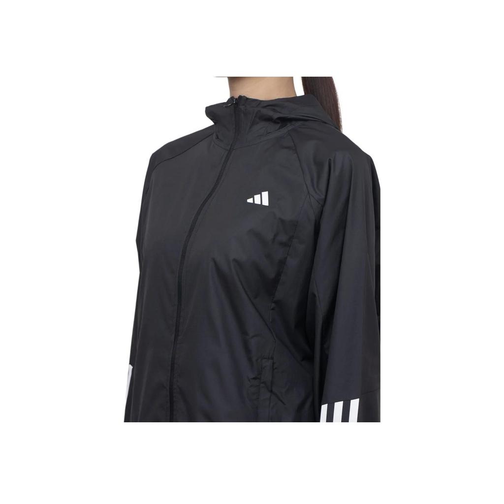 Adidas Wind.Rdy Hyperglam Полосатая куртка с капюшоном и длинными рукавами с логотипом Женская верхняя одежда Черный IS8036
