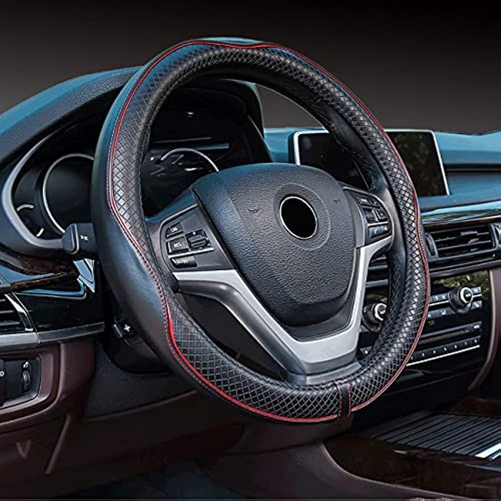 Универсальный автоматический чехол на руль Прочный чехол на руль из натуральной кожи 38 см/15 дюймов Противоскользящий чехол на руль Рулевое колесо Pr