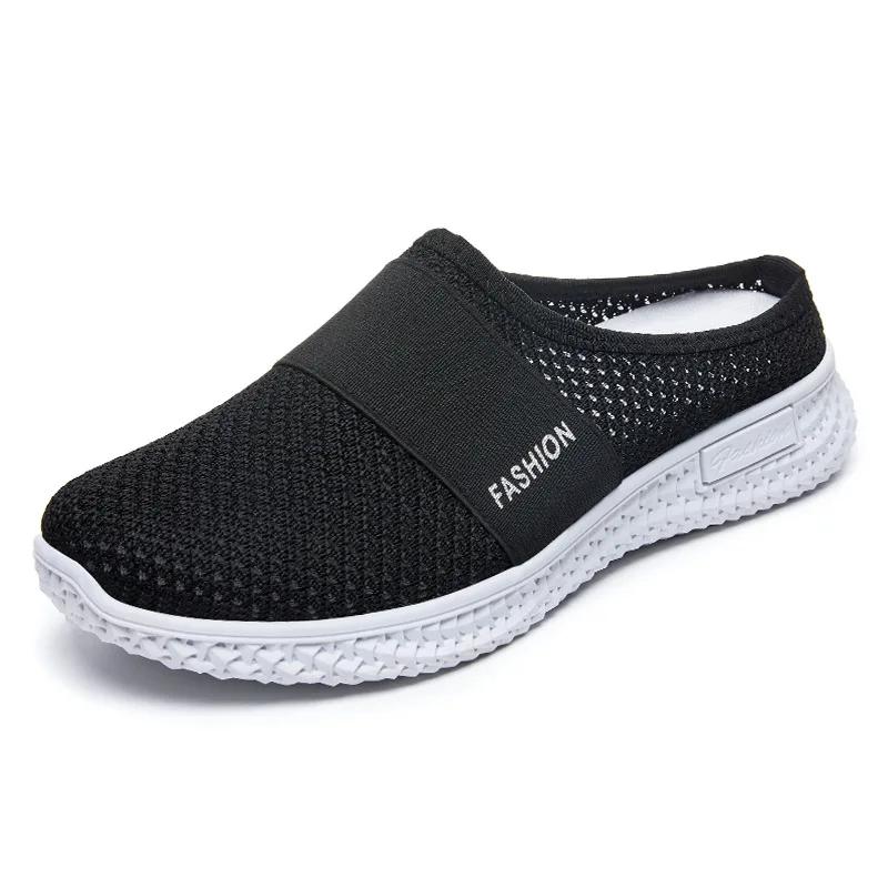 Женские тапочки Bag Head Lazy Half Drag Дышащие удобные сетчатые туфли Cross-border Indoor Home Casual Shoes