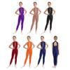 Kids Girl Sleeveless Figure Skating Full Bodysuit Jumpsuit Ballet Dance Gymnastics Leotard Tank Rhinestones Tank Unitard Costume