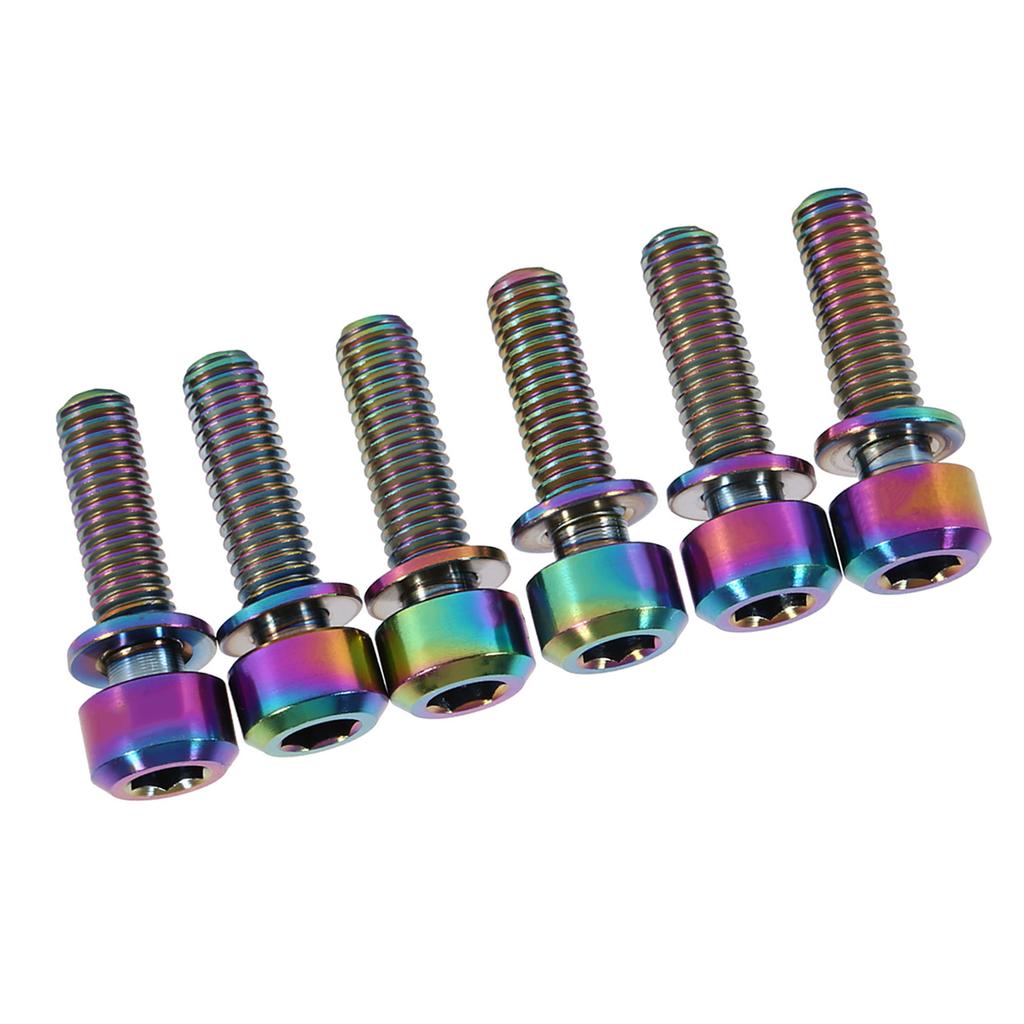 M5 X 18mm Titanium Bicycle Stem Screws Bolts With Spacer Cycling Pack Of 6(rainbow)