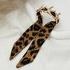 Polka Dot Ribbon-Wrapped Metal Wide Bracelet Leopard Print Silk Scarf Bracelet Cuff Bangle  Women