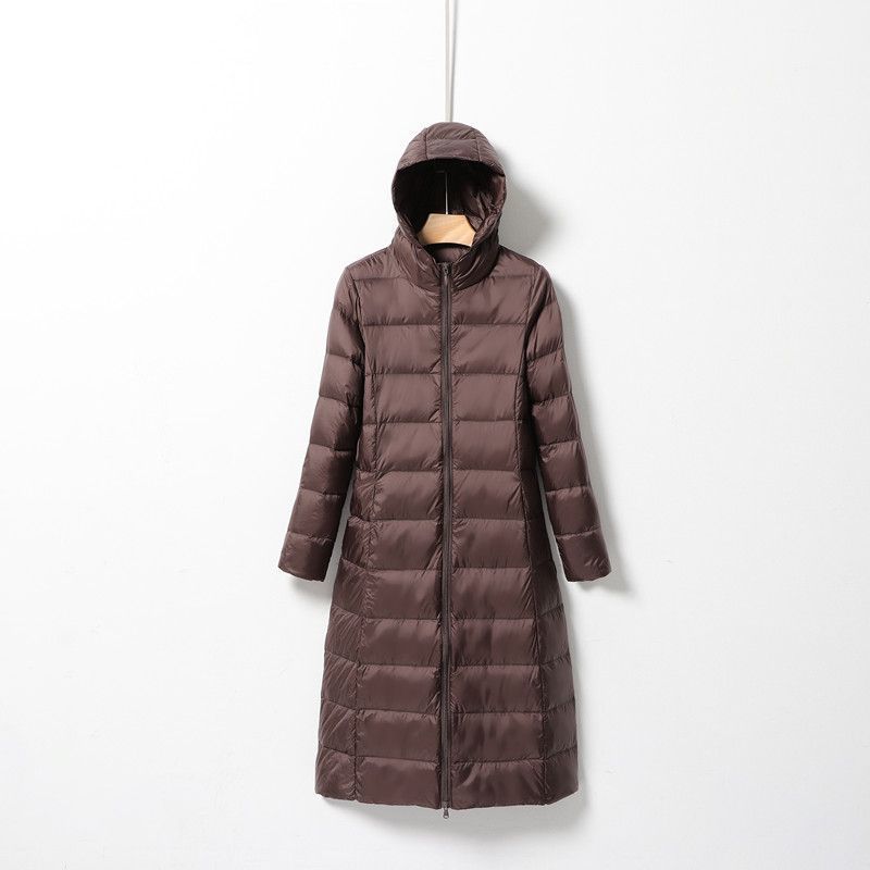 Women Hooded Long Puffer Jackets White Duck Down Autumn Winter Ultra Lightweight Keep Warm Coats