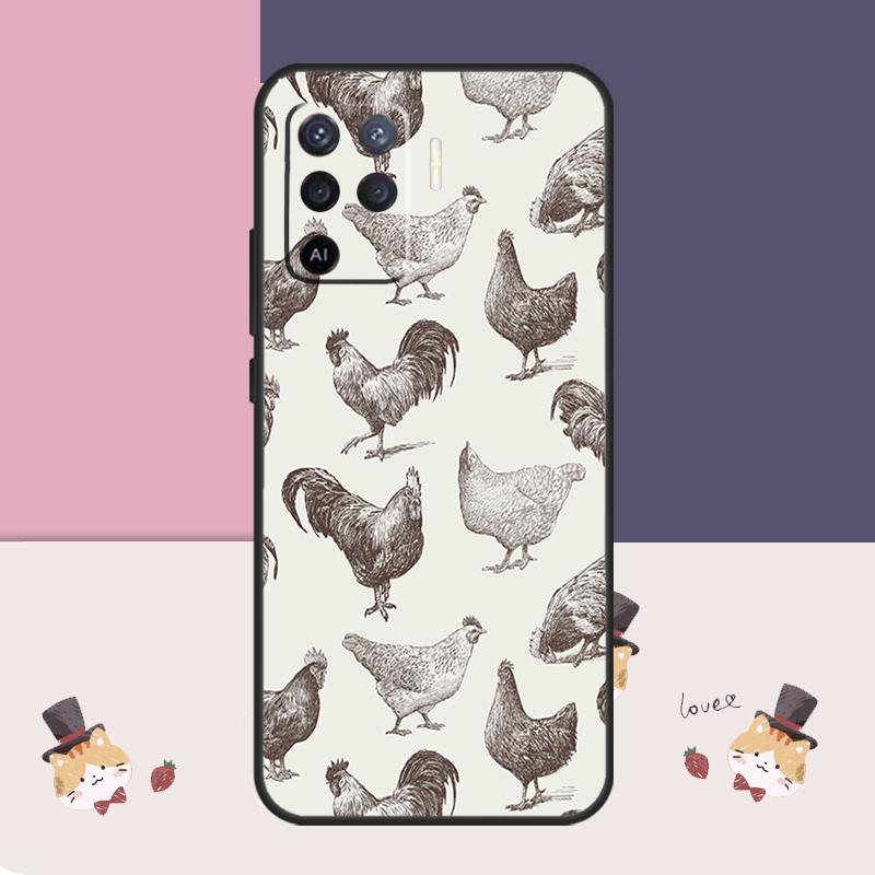 Чехол с рисунком курицы для Oppo A38 A58 A78 A98 A54 A74 A94 A18 A57 A17 A77 A80 A60 A40 A96 A76 A16 A15 A5 Pro