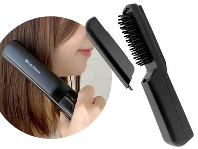 A.brillante Беспроводная расческа-утюжок для волос, Мини, USB-зарядка [Авторизованный продавец] Расческа-утюжок, Выпрямитель, Термощетка, Маленькая, Компактная, Noir