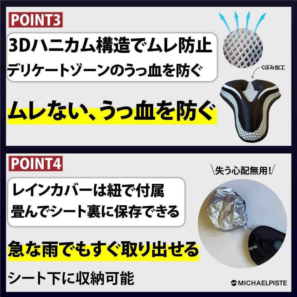 Gravity 3D Honeycomb Structure Distributes Body Saddle Painless Saddle Road Cross Bike It [Zero Pressure] Cover, Cushion, Bike, [Try Out] (White)