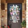 Nice-looking Hanging Garland Decorative Fabric Exquisite Workmanship Easter Bunny Hanging Wreath for Door