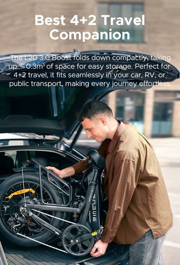 ENGWE L20 3.0 Boost Electric Bike, 250W Motor, 120km Range, 20" Fat Tires, Full Suspension, Shimano 7-Speed, Fast 2H Charge, Torque Sensor