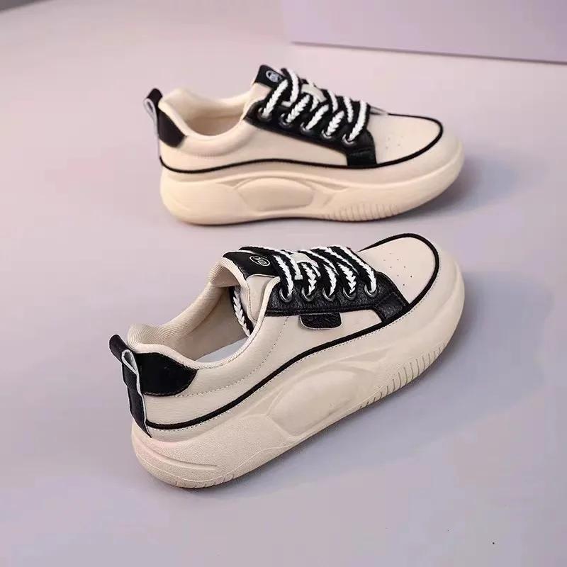 2024 Women Autumn Comfortable Vulcanized Shoes Lace Up Platform Sneakers Fashion Outdoor Versatile Casual Soft Sole Sports Shoes