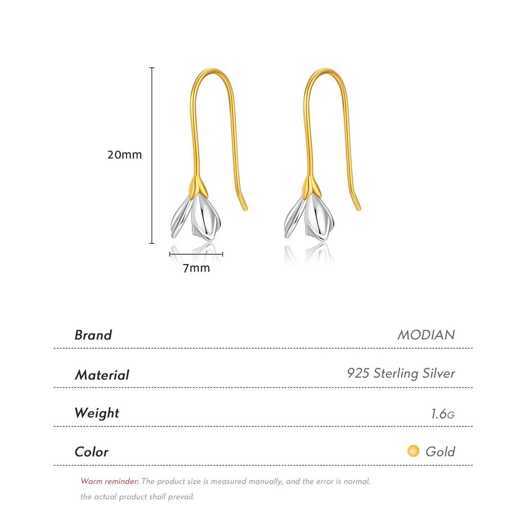 MODIAN 925 Sterling Silver Flowers Lily Charm Drop Earrings Trendy 2 Color Original Design Dangle Earrings For Women Jewelry