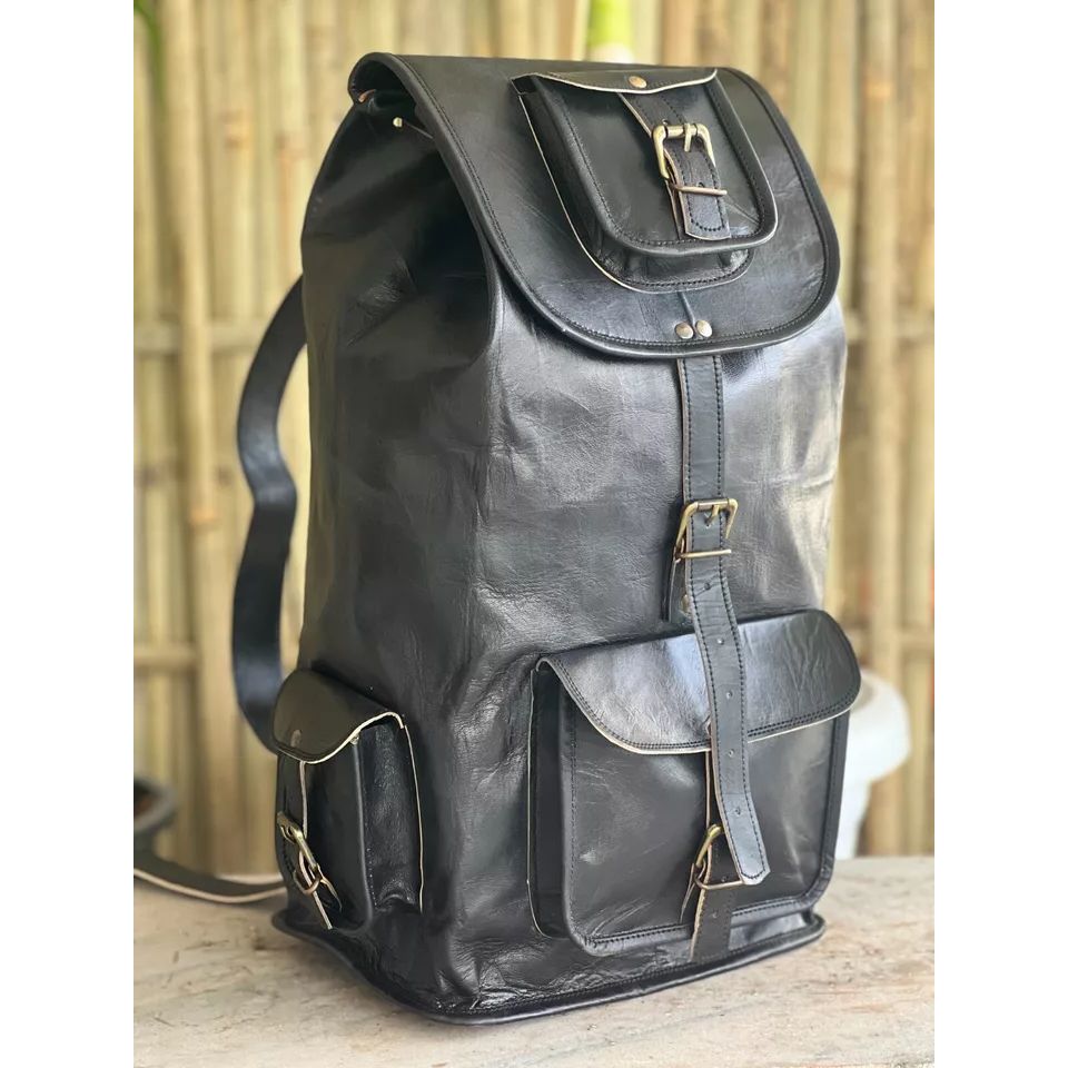 Bag Goat Leather Backpack Rucksack Laptop Vintage Brown Travel Men