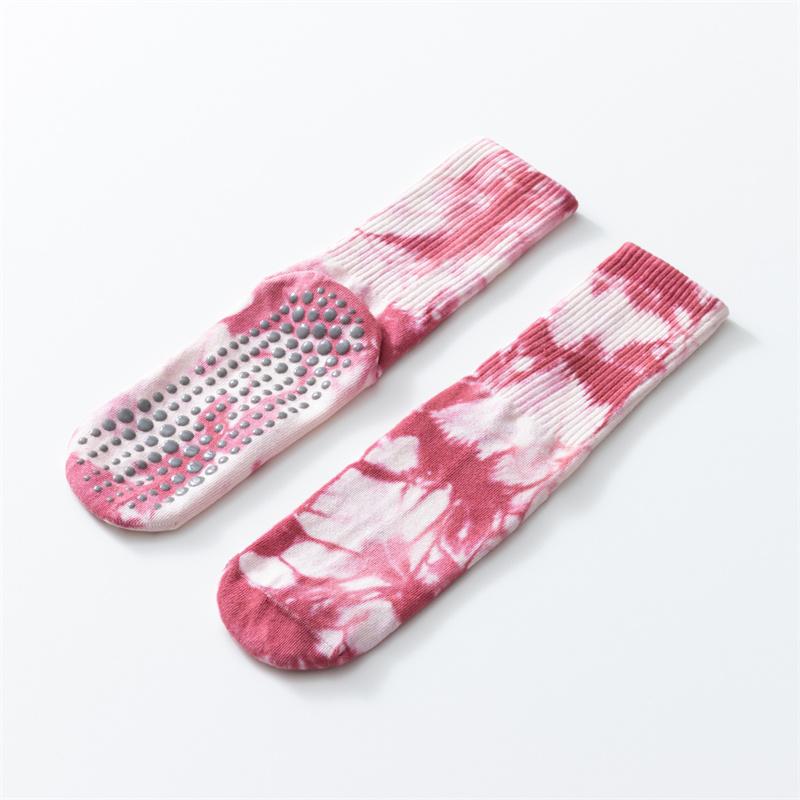Новые Осенне-Зимние Носки для Йоги Серии Tie Dye с Кленовыми Листьями, Утолщенные, Противоскользящие, Фитнес-Носки для Пола