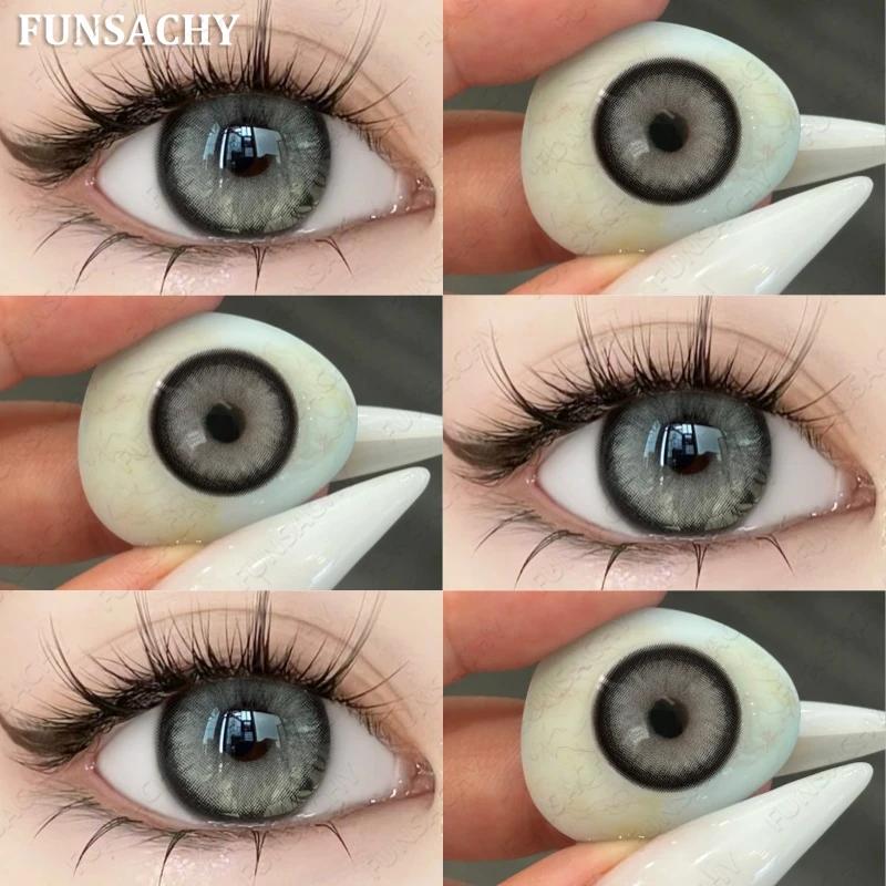 FUNSACHY 1 пара натуральных линз корейского стиля цветные контактные линзы синие линзы коричневые туманные перламутровые цветные линзы высококачественные мягкие линзы