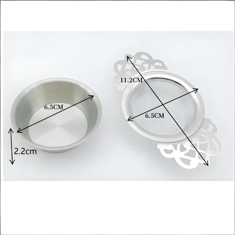 Stainless Steel Tea Strainer Dual Handles Lace Accent Reusable Fine Mesh Filter for Loose Leaf Brew at Home or Cafe