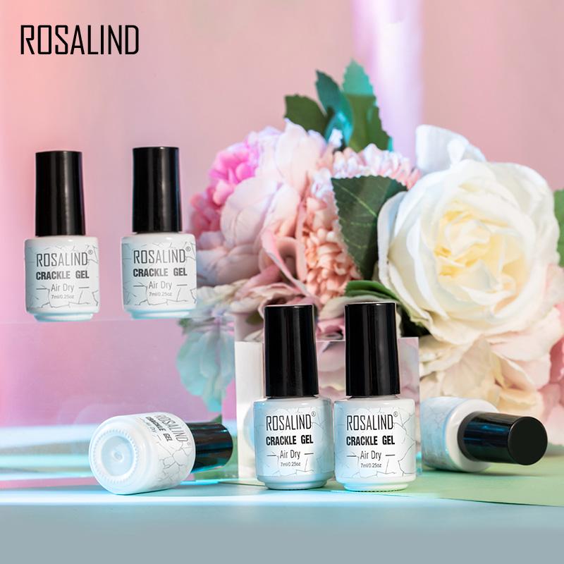 ROSALIND 12 Colors Cracked Nail Gel Varnish Hybrid Crackle Manicure Acrylic Art UV Gel Semi Permanent with Base Top Coat