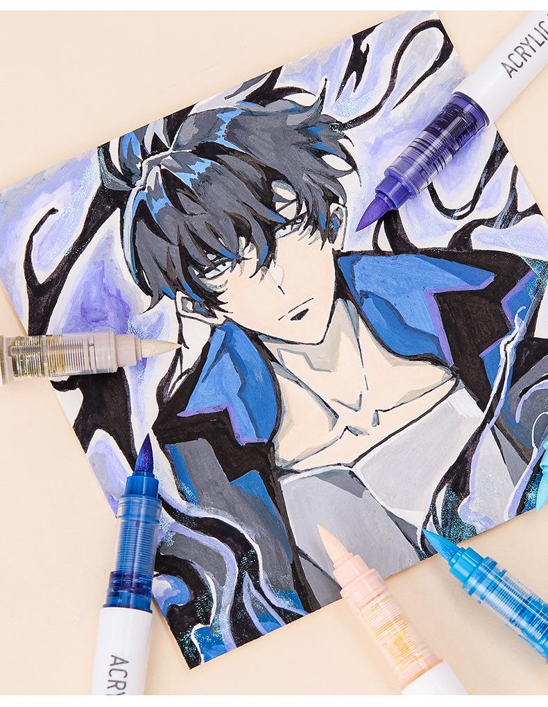 Misty Rain Blue Series Children's Liquid Acrylic Markers - New Colors for Drawing and Painting