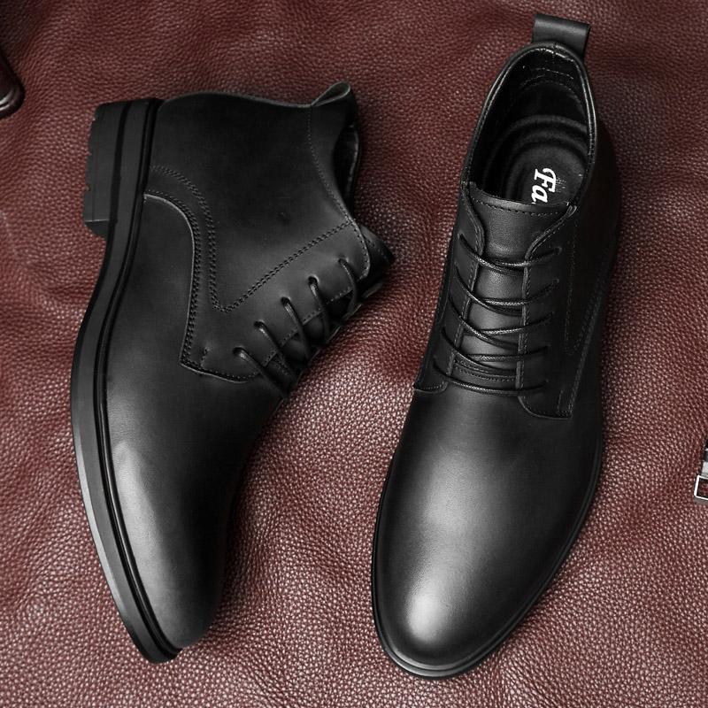 Genuine Leather Mens Boots Casual Business Oxford Shoes Male Adult Fall Winter Fashion Warm Outdoor Snow Shoes Dress Basic Boots