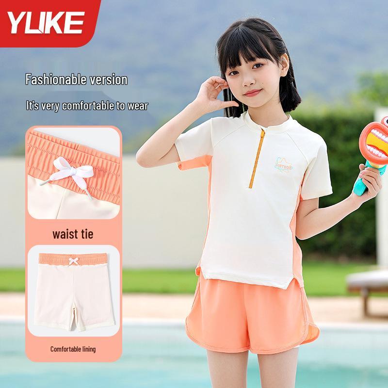 Girls' Two-Piece Swimsuit for Professional Swimming - 2025 Summer Collection for Middle & Big Kids, Little Girls, and Junior High Students