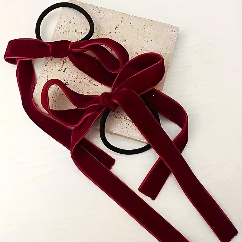 Bow Hair Rope Scrunchies Long Satin Ribbon Bow Elastic Hair Tie Ropes Satin Silky Bow Hair Ties French Bowknot Bands Rope Ponytail Holder Accessories
