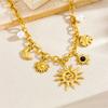 Модное ожерелье-подвеска в форме морской звезды, луны и солнца, эффектное, из нержавеющей стали, с золотой цепочкой, ювелирное изделие с PVD-покрытием
