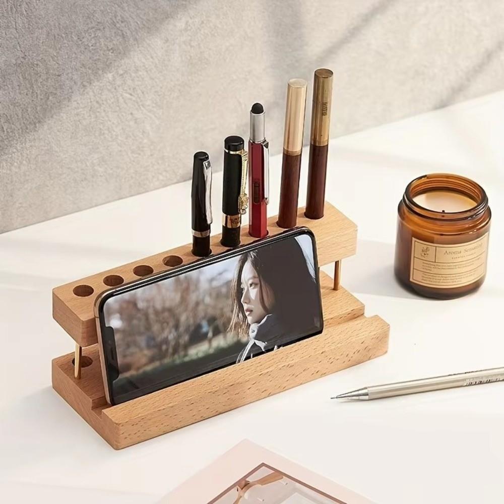 Sleek Desk Organizer 9 Slots Phone Stand Multifunction Pen Holder  For Office School