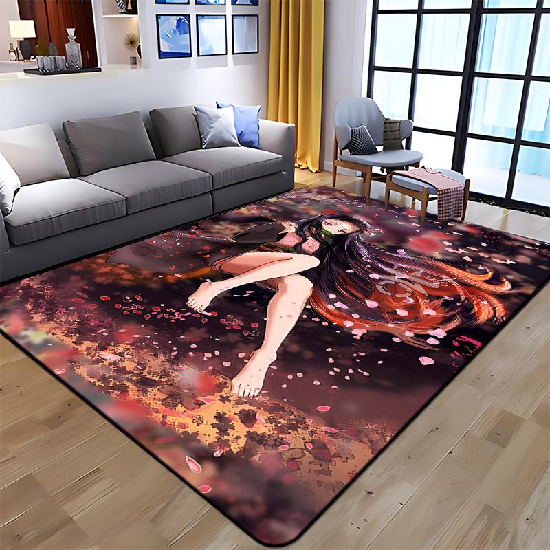 Demon Slayer Art Print Floor Mat Living Room Game Room Carpet Camping Picnic Mat Doormat Floor Mats Anime Room Decor Area Rug