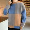 Осень-зима Новая мода Темперамент Лоскутное Корейские свитера Мужские Повседневные Свободные Y2K Шикарные Мужские Топы Вязание Пуловеры Уличная одежда