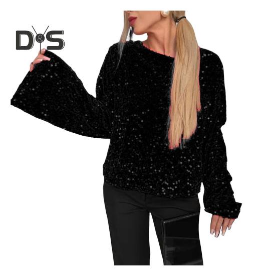 Женские топы с круглым вырезом, длинным рукавом, завязкой сзади, сексуальные топы свободного кроя, однотонные, повседневные блузки для вечеринок, повседневная одежда