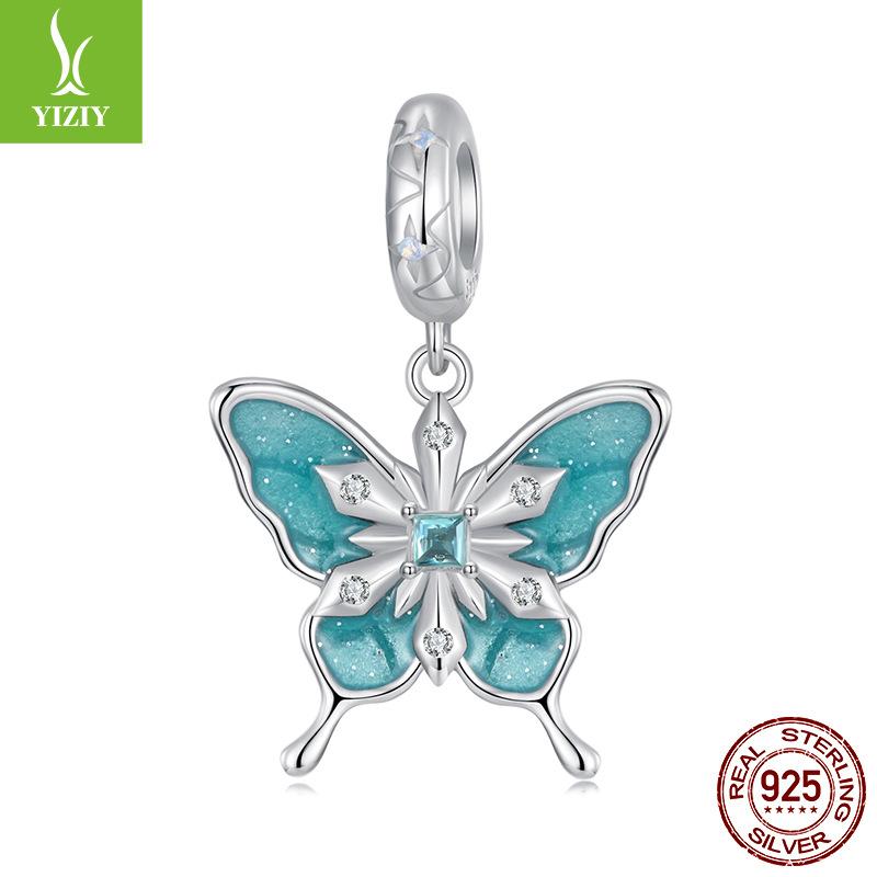 Snowflake Butterfly Pendant S925 Sterling Silver, Niche Premium Light Luxury Diy Bracelet Beaded Accessories