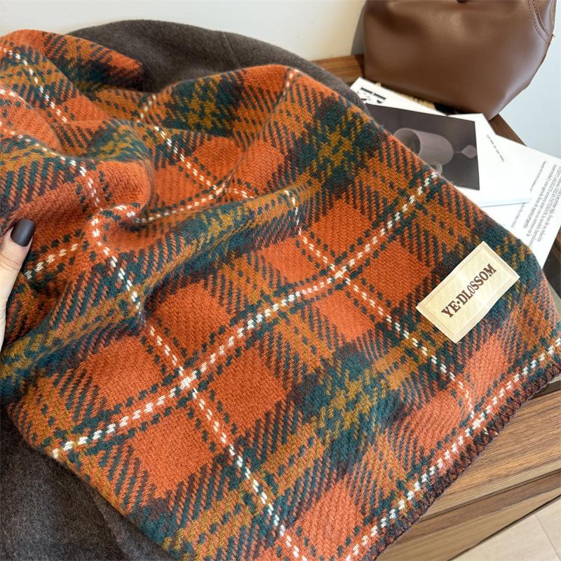 2024 Autumn/Winter Oversized Plaid Red Scarf, Unisex Christmas Shawl Neck Warmer