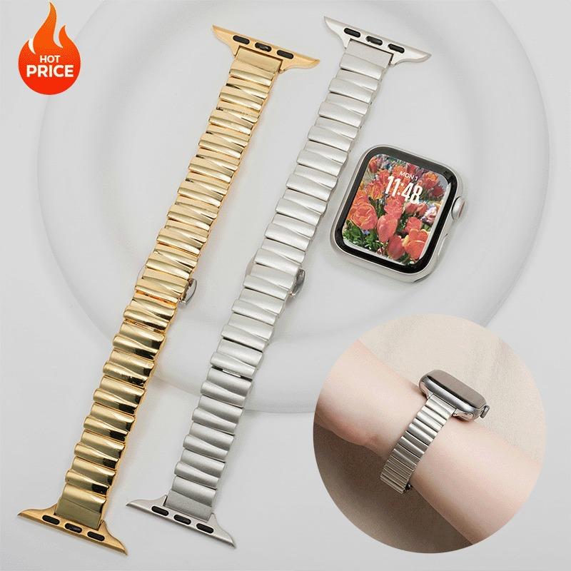 Необычный металлический ремешок Для Apple Watch Ultra3 49мм 38 40 41 42 44 45 46мм Роскошный ремешок из нержавеющей стали Для iWatch 11 10 9 8 7 SE3