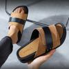 Fashion Slippers Men's Summer Outdoor Casual Men's Shoes Thick-soled Frosted Leather Business Men's Sandals and Slippers 2024