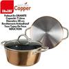 IBILI - Casserole Nature À Revêtement En Cuivre Avec Couvercle En Verre, 28 Cm, Antiadhésif Style Pierre, Compatible Induction