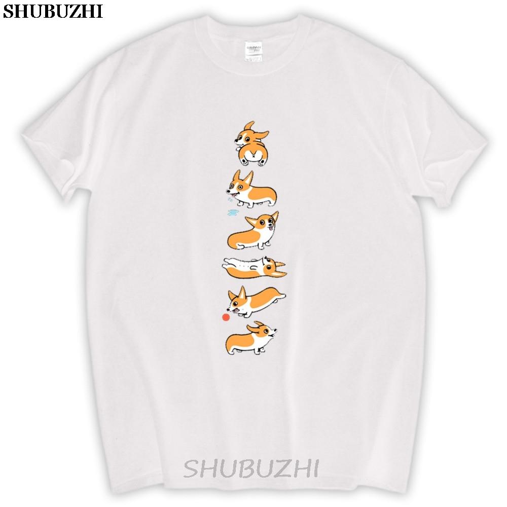 Unisex tee shirt Lovely Corgi Dog Unisex Shirt Casual White Short Sleeve Custom Group T Shirts sbz6043