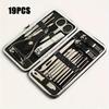 19PCS Professional Manicure & Pedicure Set Modern Style Alloy Steel Fingernail Clippers with Straight Blade Edge, Cuticle Nippers & Tools